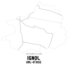 IGNOL Val-d'Oise. Minimalistic street map with black and white lines.