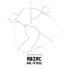 ABZAC Val-d'Oise. Minimalistic street map with black and white lines.