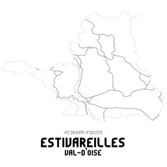 ESTIVAREILLES Val-d'Oise. Minimalistic street map with black and white lines.
