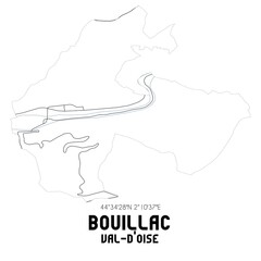 BOUILLAC Val-d'Oise. Minimalistic street map with black and white lines.