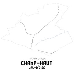 CHAMP-HAUT Val-d'Oise. Minimalistic street map with black and white lines.