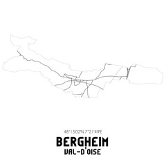 BERGHEIM Val-d'Oise. Minimalistic street map with black and white lines.