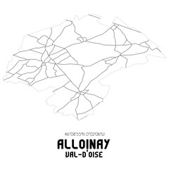 ALLOINAY Val-d'Oise. Minimalistic street map with black and white lines.