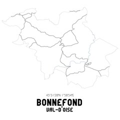 BONNEFOND Val-d'Oise. Minimalistic street map with black and white lines.