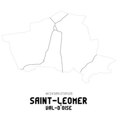 SAINT-LEOMER Val-d'Oise. Minimalistic street map with black and white lines.