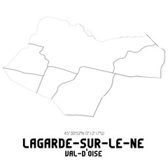 Obraz premium LAGARDE-SUR-LE-NE Val-d'Oise. Minimalistic street map with black and white lines.