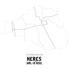 HERES Val-d'Oise. Minimalistic street map with black and white lines.