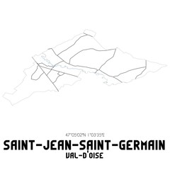SAINT-JEAN-SAINT-GERMAIN Val-d'Oise. Minimalistic street map with black and white lines.