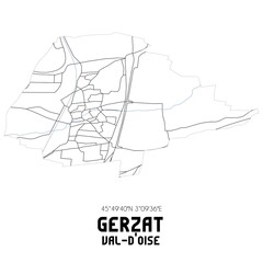 Fototapeta na wymiar GERZAT Val-d'Oise. Minimalistic street map with black and white lines.