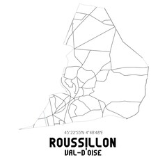 ROUSSILLON Val-d'Oise. Minimalistic street map with black and white lines.