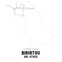 BIRIATOU Val-d'Oise. Minimalistic street map with black and white lines.