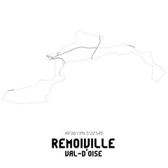 REMOIVILLE Val-d'Oise. Minimalistic street map with black and white lines.