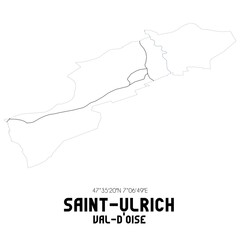 SAINT-ULRICH Val-d'Oise. Minimalistic street map with black and white lines.