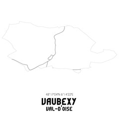 VAUBEXY Val-d'Oise. Minimalistic street map with black and white lines.