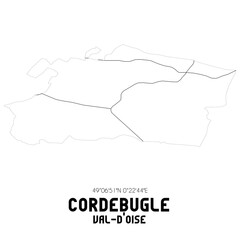 CORDEBUGLE Val-d'Oise. Minimalistic street map with black and white lines.