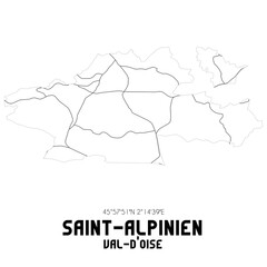 SAINT-ALPINIEN Val-d'Oise. Minimalistic street map with black and white lines.