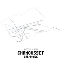 CHAMOUSSET Val-d'Oise. Minimalistic street map with black and white lines.