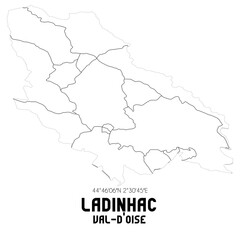 LADINHAC Val-d'Oise. Minimalistic street map with black and white lines.