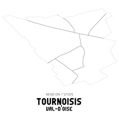 TOURNOISIS Val-d'Oise. Minimalistic street map with black and white lines.
