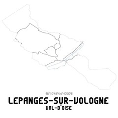 LEPANGES-SUR-VOLOGNE Val-d'Oise. Minimalistic street map with black and white lines.