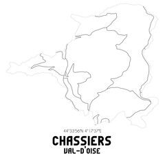 CHASSIERS Val-d'Oise. Minimalistic street map with black and white lines.