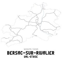 BERSAC-SUR-RIVALIER Val-d'Oise. Minimalistic street map with black and white lines.