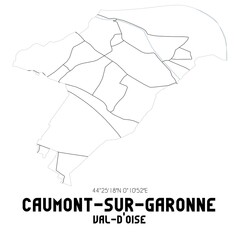 CAUMONT-SUR-GARONNE Val-d'Oise. Minimalistic street map with black and white lines.