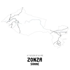 ZONZA Somme. Minimalistic street map with black and white lines.