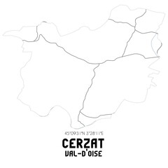 CERZAT Val-d'Oise. Minimalistic street map with black and white lines.