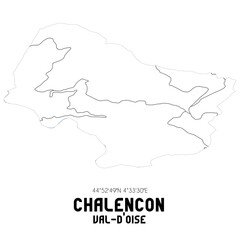 CHALENCON Val-d'Oise. Minimalistic street map with black and white lines.