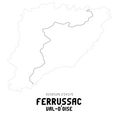 FERRUSSAC Val-d'Oise. Minimalistic street map with black and white lines.