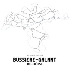 BUSSIERE-GALANT Val-d'Oise. Minimalistic street map with black and white lines.