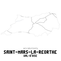 SAINT-MARS-LA-REORTHE Val-d'Oise. Minimalistic street map with black and white lines.