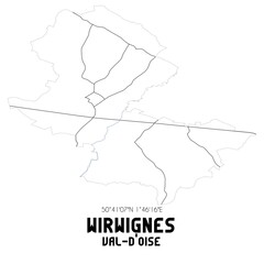 WIRWIGNES Val-d'Oise. Minimalistic street map with black and white lines.