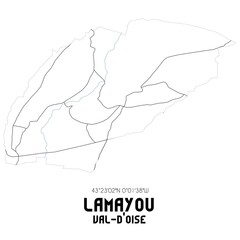 LAMAYOU Val-d'Oise. Minimalistic street map with black and white lines.