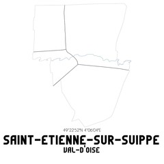 SAINT-ETIENNE-SUR-SUIPPE Val-d'Oise. Minimalistic street map with black and white lines.