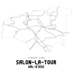 SALON-LA-TOUR Val-d'Oise. Minimalistic street map with black and white lines.