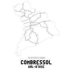 COMBRESSOL Val-d'Oise. Minimalistic street map with black and white lines.