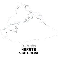 MURATO Seine-et-Marne. Minimalistic street map with black and white lines.