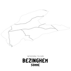 BEZINGHEM Somme. Minimalistic street map with black and white lines.