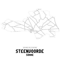 STEENVOORDE Somme. Minimalistic street map with black and white lines.
