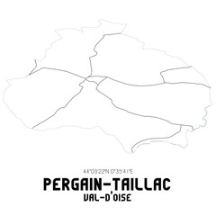 PERGAIN-TAILLAC Val-d'Oise. Minimalistic street map with black and white lines.