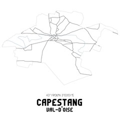 Fototapeta na wymiar CAPESTANG Val-d'Oise. Minimalistic street map with black and white lines.