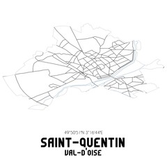 SAINT-QUENTIN Val-d'Oise. Minimalistic street map with black and white lines.