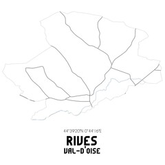 RIVES Val-d'Oise. Minimalistic street map with black and white lines.