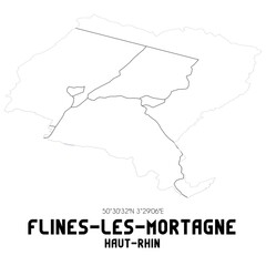 FLINES-LES-MORTAGNE Haut-Rhin. Minimalistic street map with black and white lines.