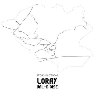 LORAY Val-d'Oise. Minimalistic street map with black and white lines.