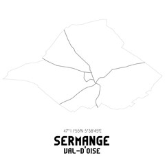 SERMANGE Val-d'Oise. Minimalistic street map with black and white lines.