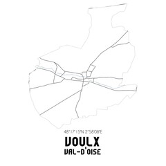 VOULX Val-d'Oise. Minimalistic street map with black and white lines.