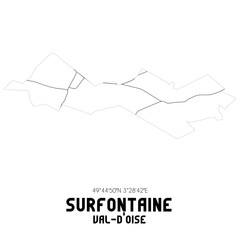 SURFONTAINE Val-d'Oise. Minimalistic street map with black and white lines.